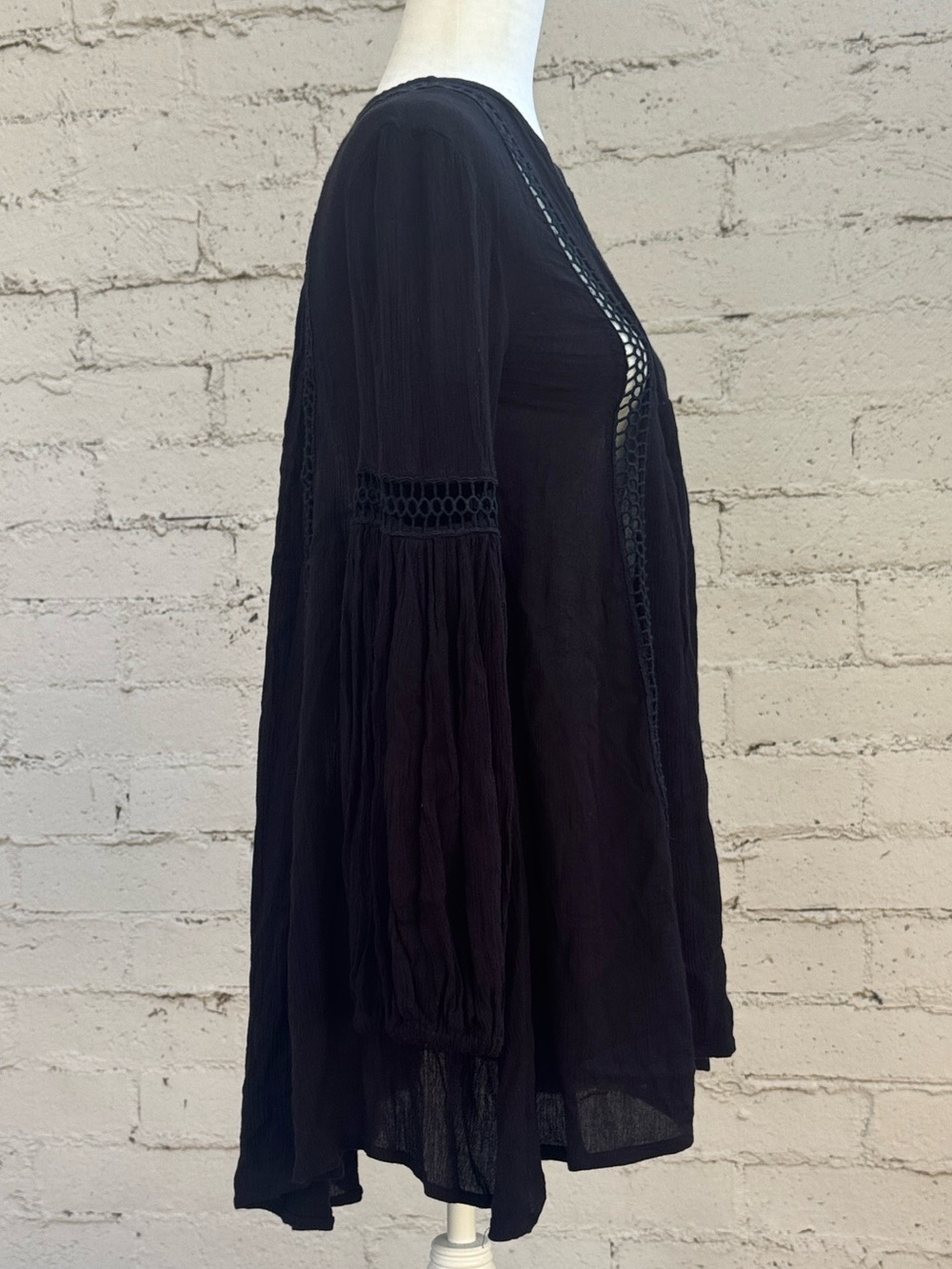 Free People Babydoll Lace Inset Swing Tunic Black Size XS - Picture 6 of 11